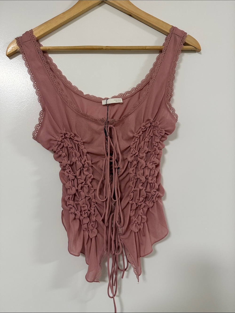 Women's Dusty Rose Lace-Trim Tank Top